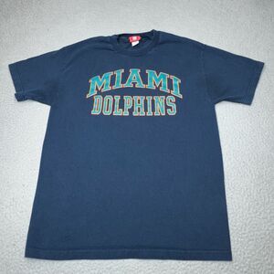 Miami Dolphins Shirt Men Large Blue Crew Y2K‎ Faded Spell Out Block NFL Football